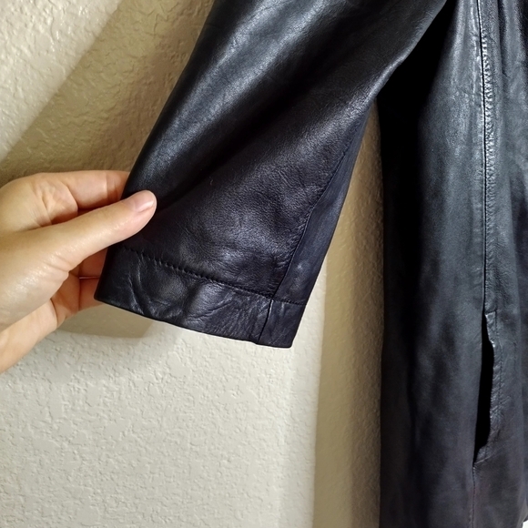 Vince buttery soft leather double breasted crop sleeves jacket sz 4 - Picture 4 of 10